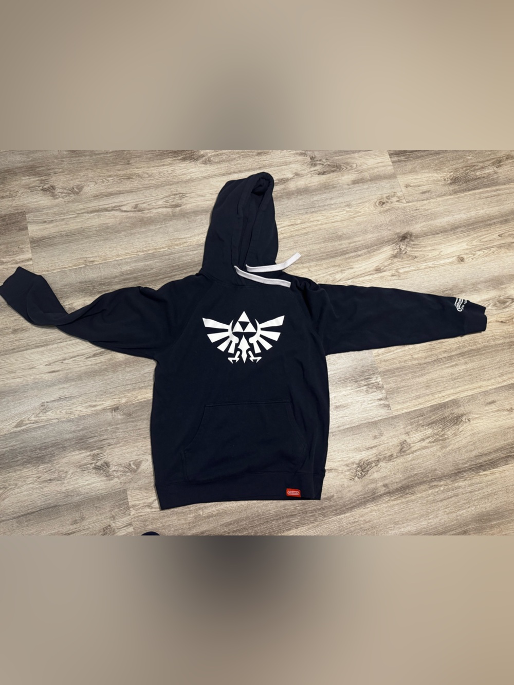 Nintendo Zelda men’s navy Hoodie with White Triforce Graphic